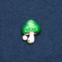 "Mushroom" Brooch with Green Cap, 23x30mm, Gold-Tone Metal