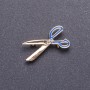 Brooch "Scissors" Blue Enamel Metal Colour Gold 3.5x1.8cm
