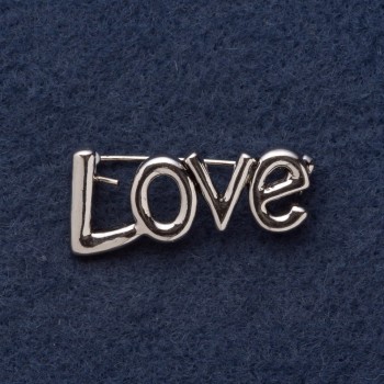 LOVE Brooch 3x1.5cm Grey Metal