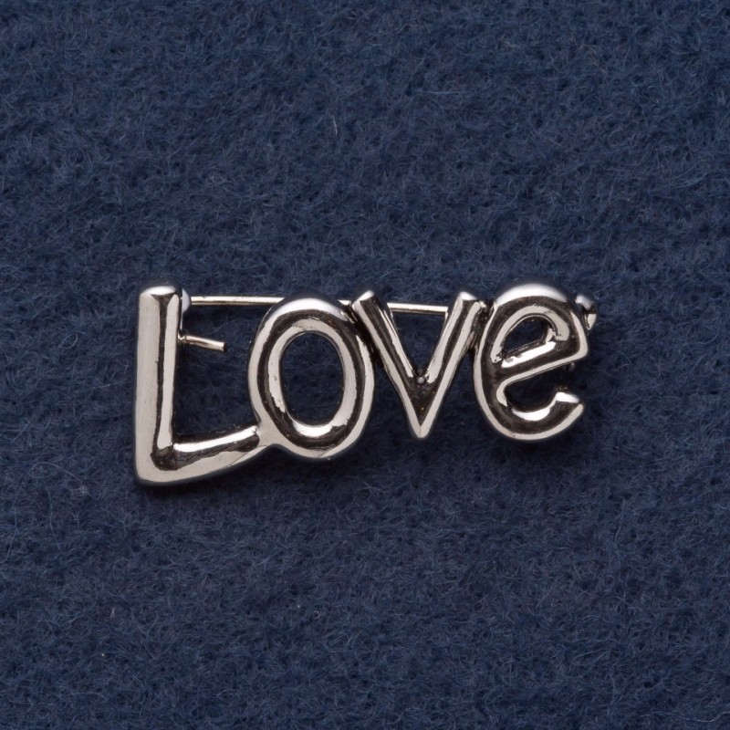 LOVE Brooch 3x1.5cm Grey Metal