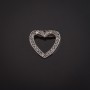 Brooch Heart Silver-Tone Metal and Rhinestones 20x18mm +