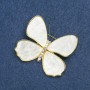 Brooch Butterfly, Gold-Tone Metal, White Mother-of-Pearl and Petrol-Tone Rhinestones 38x45mm +