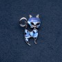 Brooch "Kitty" Blue Cat's Eye, Silver-Tone Metal, 30x45mm
