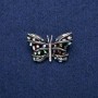 Brooch Butterfly with Chalcedony, enamel and crystals 22x33mm, silvery metal
