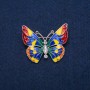 Butterfly Brooch with White Crystals and Multicoloured Enamel, Gold-Tone Metal 31x37mm