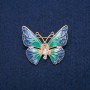 Butterfly Brooch with White Crystals and Multicolour Enamel, Gold-tone Metal 31x37mm