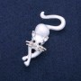 Brooch Cat Grey Enamel, Silver Metal 25x55mm