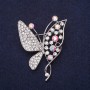 Butterfly Brooch White Chameleon Rhinestones 50x38mm Silver-Tone Metal