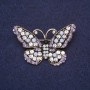 Butterfly Brooch with Light Blue and White Rhinestones 28x47mm Silver-Tone Metal