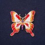 Butterfly Brooch Enamel Red White Orange Purple Colour 36x37mm Yellow Metal