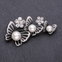 Brooch Butterfly Garlands with White Beads 65x32mm Metal