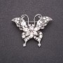 Butterfly Brooch with White Rhinestones 40x50mm White Metal