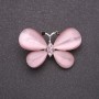 Brooch Butterfly with Natural Stone Cat's Eye Pink 37x25mm Silver Metal