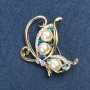 Brooch Butterflies with Beads and Crystals, golden metal 46×40mm