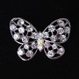 Brooch Butterfly with Silvery Shine metal and rhinestones 35x20mm +
