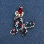 Brooch Butterfly silver-toned metal and crystals 50mm +
