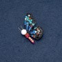 Brooch "Butterfly" multicoloured crystals 40x33mm insect series metal colour "silver"