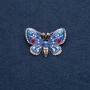 Brooch "Butterfly" blue enamel 25x38mm metal colour "gold"