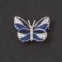 Butterfly Brooch Blue Enamel White Rhinestones Silver Metal Colour 2.7cm