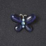 Brooch "Butterfly" blue cat's eye stone metal color "silver" 2cm
