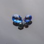 Brooch "Butterfly" 2.5×3 cm silvered, blue crystals