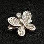 (17/15 mm) Brooch small light metal Butterfly with rhinestones