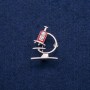 Microscope Brooch with Enamel and Rhinestones 24x31mm, silver-tone metal
