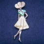 Brooch Pendant Madam with Pearl Shell and Chalcedony 30×85mm