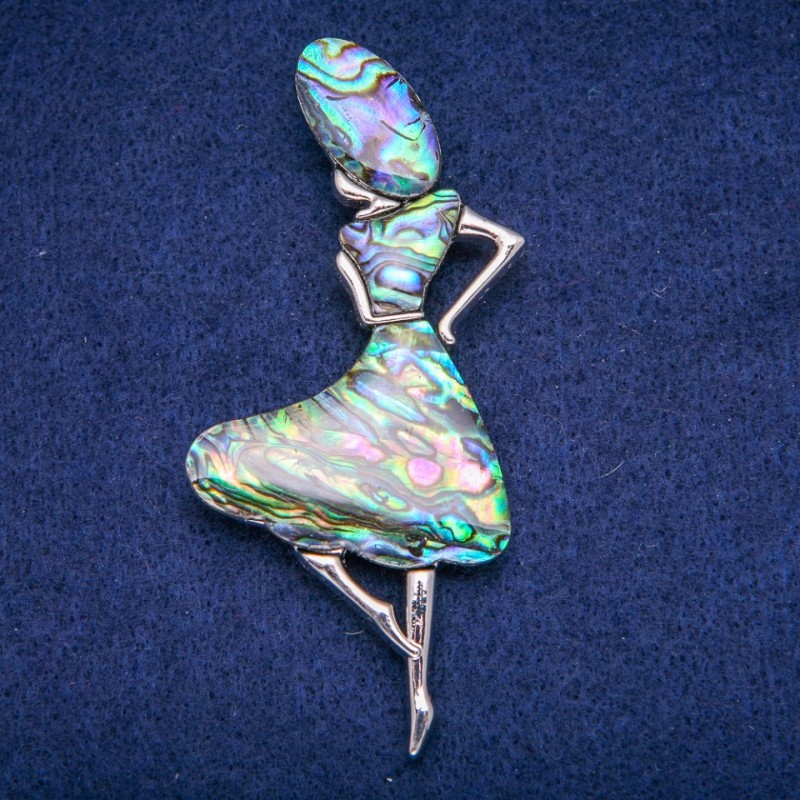 Pendant Brooch Madam with Mother-of-Pearl and Chariot Stone? Halotis 38x82mm
