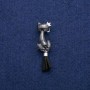 Brooch Cat with Enamel and Paintbrush Tail, Silver-Coloured Metal