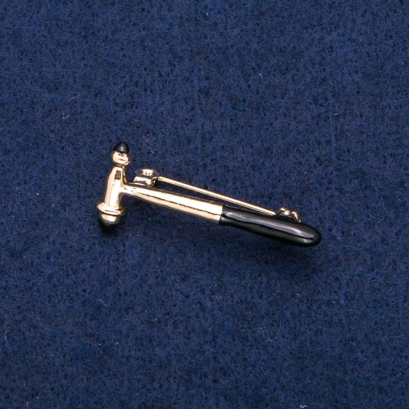 Brooch Neurological Hammer Black Enamel, Gold-Tone Metal 16x36mm