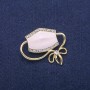 Brooch Pendant Mask White enamel and crystals, gold-tone metal 37×41mm