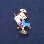 Brooch Nurse multicolour enamel, golden metal 27x44mm