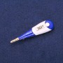 Brooch Pendant Thermometer blue and white enamel, golden metal 15x58mm