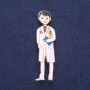 Brooch 'Med brother' white enamel, gold-tone metal 17x62mm