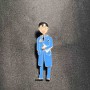 Brooch 'Medical Brother' with blue enamel, golden metal 17x62mm