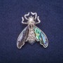 Butterfly Brooch with Abalone Inlay, Silver-Tone Metal 37x44mm