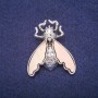 Butterfly Brooch with Mother-of-Pearl Inlay, Silver-Tone Metal 37x44mm