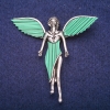 Angel Brooch with Malachite (pressed) insert, silver-tone metal 59×60mm