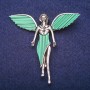 Angel Brooch with Malachite (pressed) insert, silver-tone metal 59×60mm