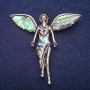 Brooch Angel with Chalcedony inlay, silver-toned metal 59x60mm