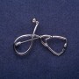 Brooch 'Stethoscope' Grey Metal 44×30mm