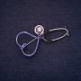 Brooch Scissors 25x53mm enamel crystals colour blue white metal silver