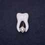 Tooth Brooch 25x15mm, White Enamel, Silver-Tone Metal