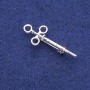 Brooch 'Syringe' with Rhinestones Silver Metal 17×45mm