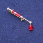 Syringe Brooch, Red Crystal, Gold-Tone Metal 10x45mm