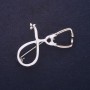 Stethoscope Brooch, White Enamel 44x30mm, Silver-Tone Metal