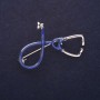 Stethoscope Brooch, Blue Enamel 44x30mm, Silver-Tone Metal
