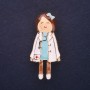 Doctor Brooch, White & Blue Enamel 49x22mm, Gold-Tone Metal