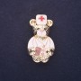 Doctor Bear Brooch, White and Red Enamel, 40x22mm, Gold-Tone Metal